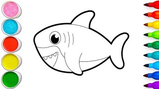 how to draw a baby shark for kids and Toddlers step by step