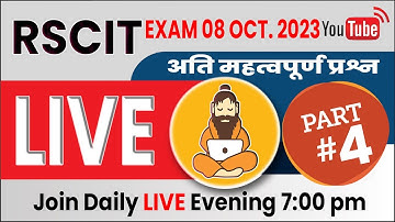RSCIT Live Class 04 | RSCIT 08 OCT 2023 | RSCIT Exam Important Question RSCIT Computer Course