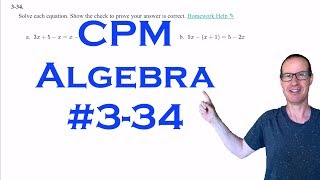 CPM Algebra Chapter 3 Problem 34