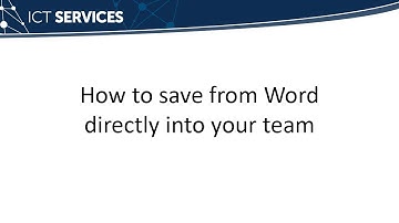 Teams - How to save a Word document directly into your team