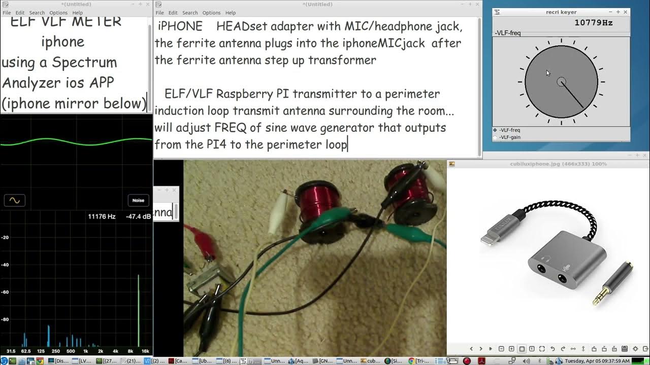 iPHONE ELF/VLF Meter using FERRITE ANTENNA with the AUDIO / SPECTRUM