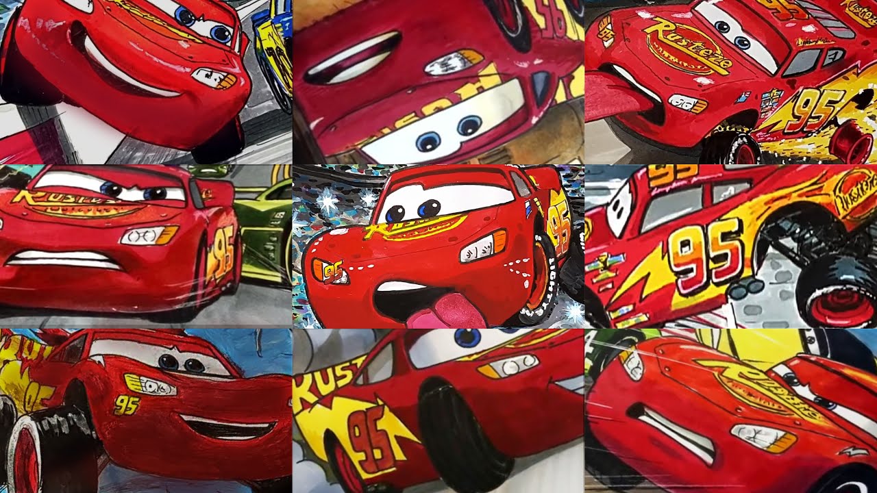 LIGHTNING McQUEEN's Top 10 Racing Tricks, CARS Compilation Drawing and  Coloring Pages