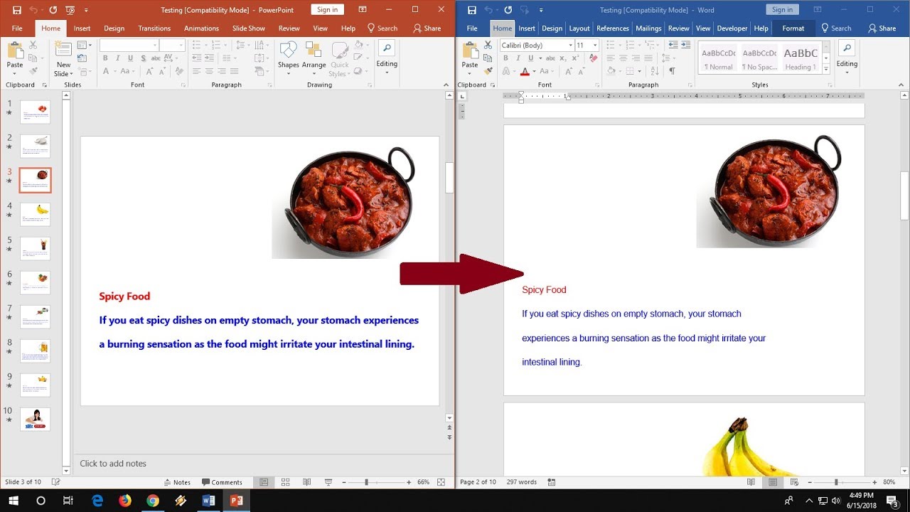save powerpoint presentation as word document
