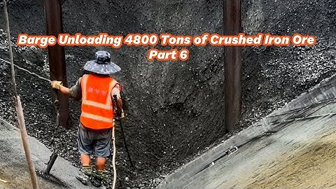 Barge Unloading 4800 Tons of Crushed Iron Ore - Part 6 - Smooth Flow - Barge Work Vlog