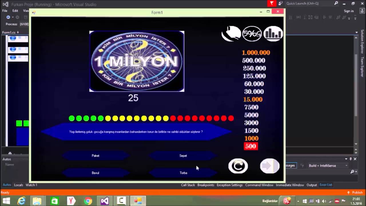 C Kim Milyoner Olmak Ister Programi Youtube