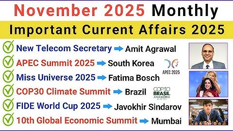 November 2025 Current Affairs | Top 100 MCQs | Monthly Current Affairs Quiz | GK Questions