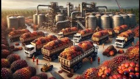 Palm Oil Mega Factory: Harvesting millions of tons of oil palm fruits for palm oil processing