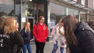 Caitlyn van beck and Lucy flight meeting fans outside The Dhabba
