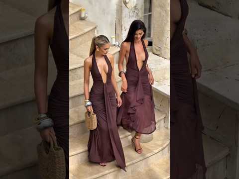 The Perfect🥀Our JANESSA + ROESETTA Maxi Dresses In Plum Brown🤎#fashion #model #style #outfit #shorts