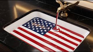 Hypnotic Flag Liquid Flow 🌍💧 AI ASMR | Satisfying Deep Fill & Calm Energy