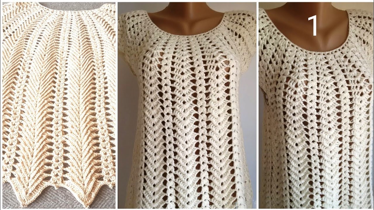 كروشيه بلوزة بصدر دائري لجميع الأعمار للمبتدئين خطوة بخطوة فستان/ جيلي/الجزء1/2  Crochet blous