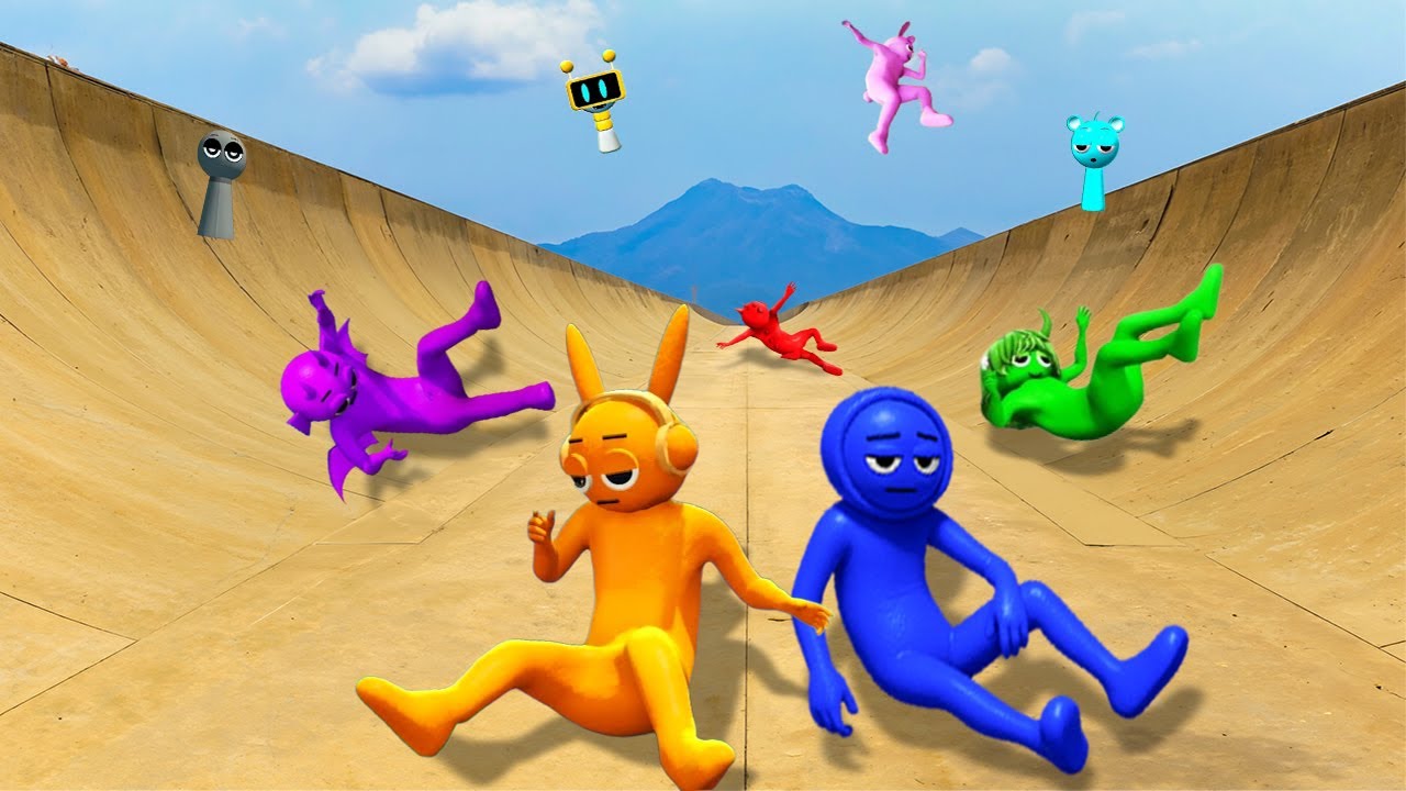 GTA 5 Incredibox Sprunki Team Sliding Ragdoll into Water!