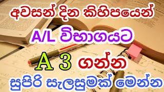 තාමත් පාඩම් නොකරපු ඔයාට අවසන් දින කීපයේ A/L ගොඩදාගන්න සුපිරි සැලසුමක්. A/L Exam tips.