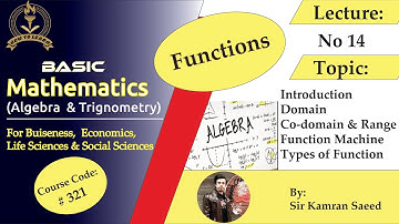 Basic Mathematics(Algebra And Trigonometry) By Dr Nauman Khalid Unit#4 Introduction To Functions