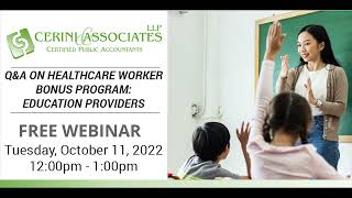 Q&A on Healthcare Worker Bonus Program: Education Providers