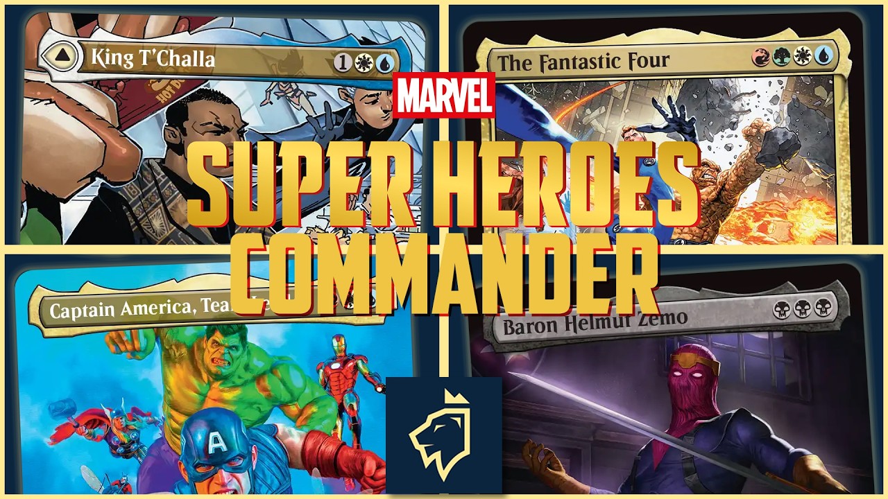 Black Panther vs Fantastic Four vs Baron Zemo vs Captain America | Superheroes Commander Gameplay thumbnail