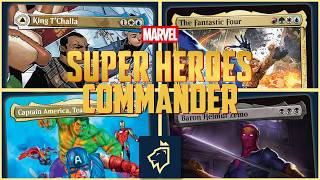 Black Panther vs Fantastic Four vs Baron Zemo vs Captain America | Superheroes Commander Gameplay
