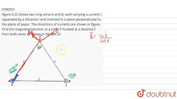 figure 4.22 shows two long wires A and B, each carrying a current I, separated by a distance l a...