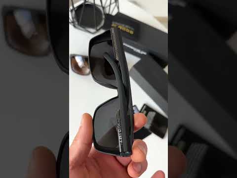 Чоловічі сонцезахисні окуляри авіатор POLARIZED у стильній оправі, Чорні/Коричневі, видео 1