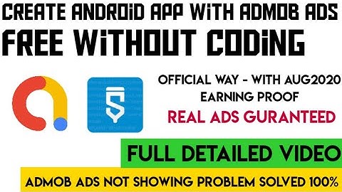 Create Android App With Admob Ads Free | Admob Ads Not Showing Problem Solved | 100% Working Real Ad
