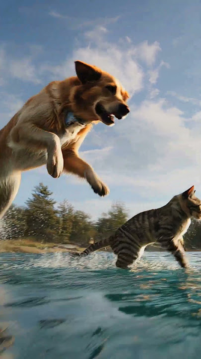 Golden Dives Into Lake to Save Drowning Cat! Heroic Rescue You Won't Believe! πβ€οΈπ±π