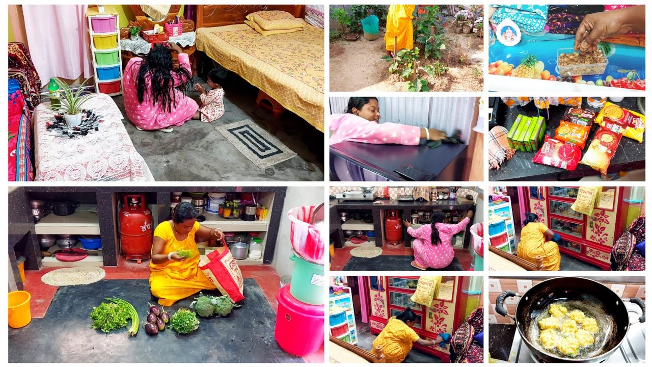 সকাল ⏰5টায় ওঠে বাসিকাজ+ রান্না+বাসনমাজা+সবজি গোছানো+bedroom clean+চুলের যত্ন+গাছে জল দেওয়া ||✅