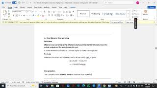 XYZ MATERALS VARIANCES (TOTAL MATERIAL COST, MATERIAL PRICE AND MATERIAL USAGE)