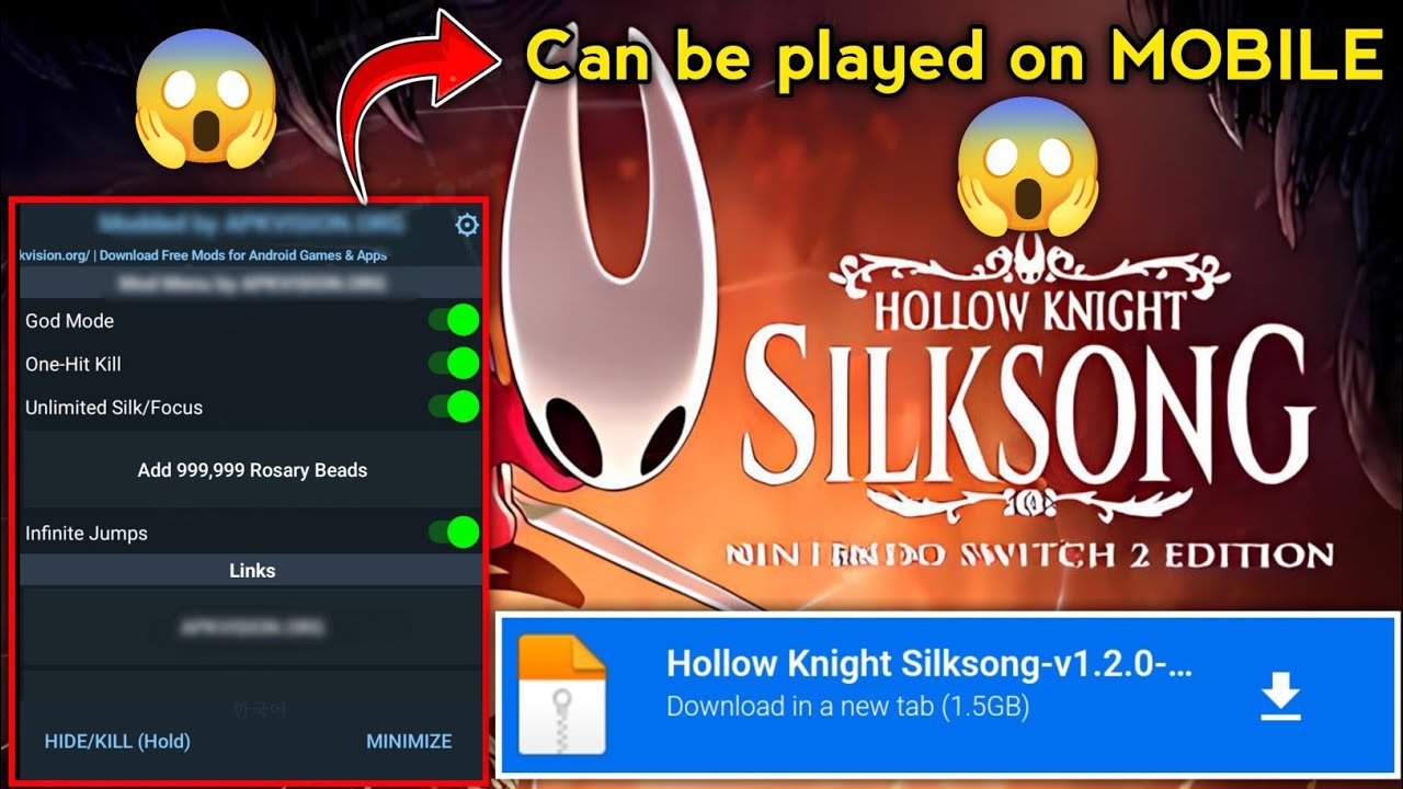 Модификация Hollow Knight Silksong для мобильных устройств v1.2.0 - Режим Бога и неограниченное к...