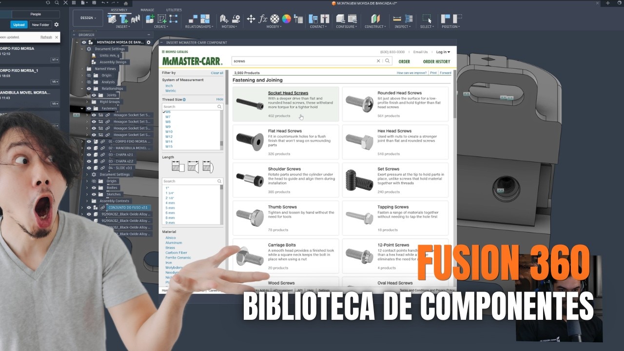 COMO USAR A BIBLIOTECA DE COMPONENTES DO FUSION 360 - YouTube