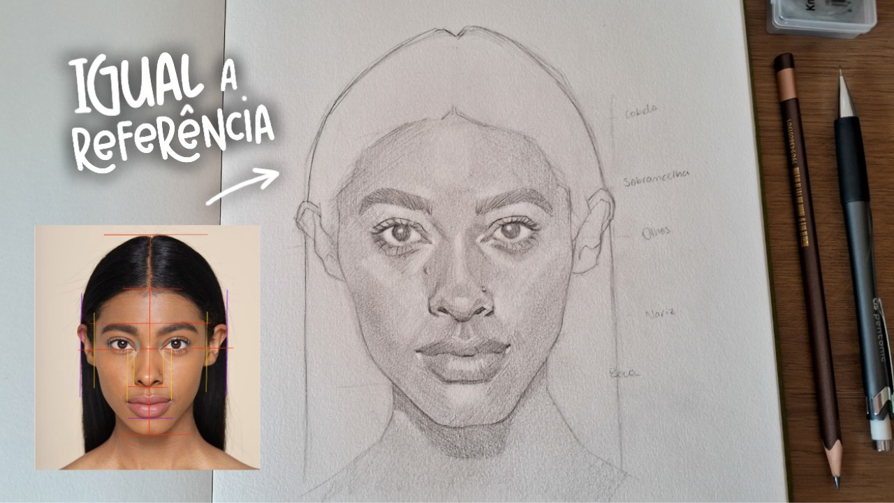 COMO MEDIR um rosto para fazer DESENHO REALISTA DE OBSERVAÇÃO