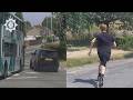 Dangerous driver has several near misses in desperate escape... then tries to run away
