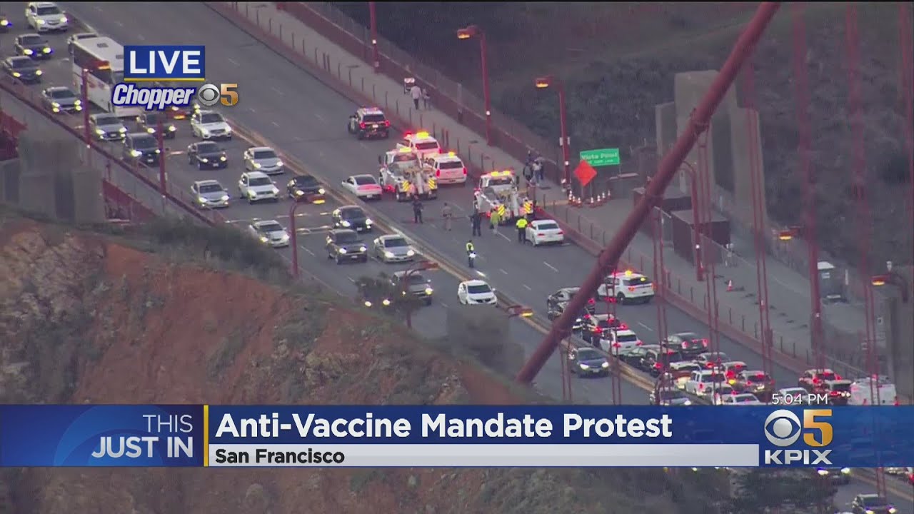 Anti-vaccine Mandate Protest Held Near Golden Gate Bridge - YouTube