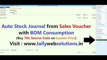(Buy TDL Source Code Only 900) Stock Journal Auto create from Sales Voucher with BOM in Tally Prime