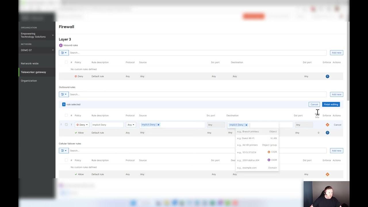 Implicit deny firewall rules with cisco meraki mx z3 youtube