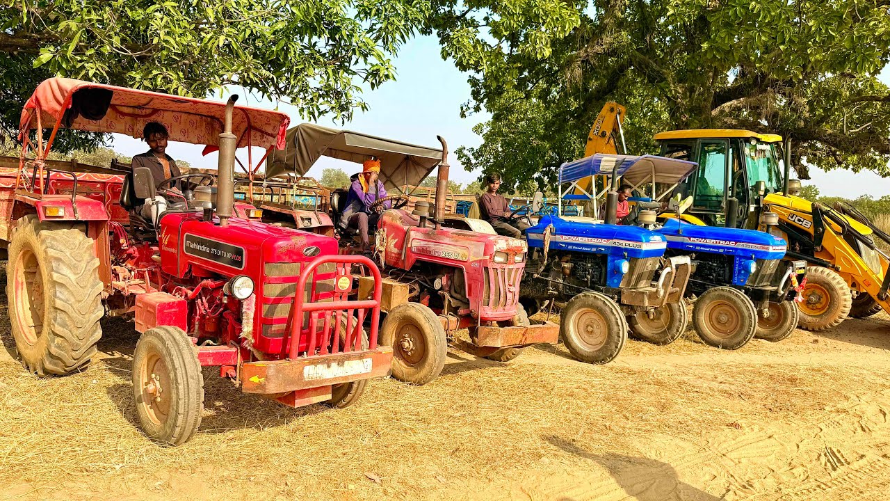 JCB 3dx Xpert Loading Mud Trolley | Mahindra 275 | Powertrac 439 Tractor Video #jcb #tractor