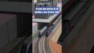 N Scale Kato Amtrak SC-44 Surfliner & ALC-42 Auto Train Arrive & Depart City Station!
