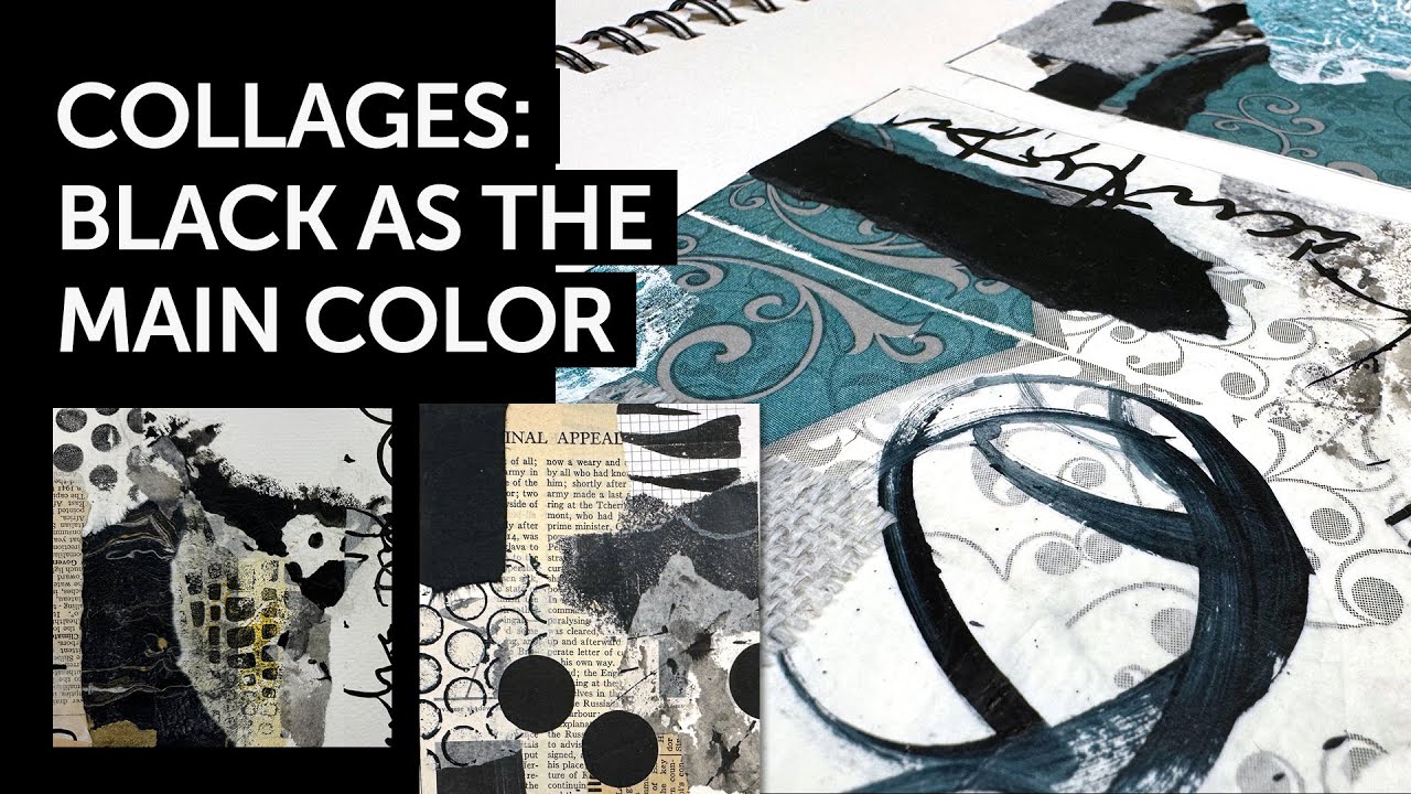 Мини-коллажи: работа с черным и серым в качестве основного цвета.