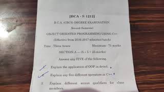 2nd sem |Object oriented programming using C++ || C++ exam questions|| 2020 au c++ question paper