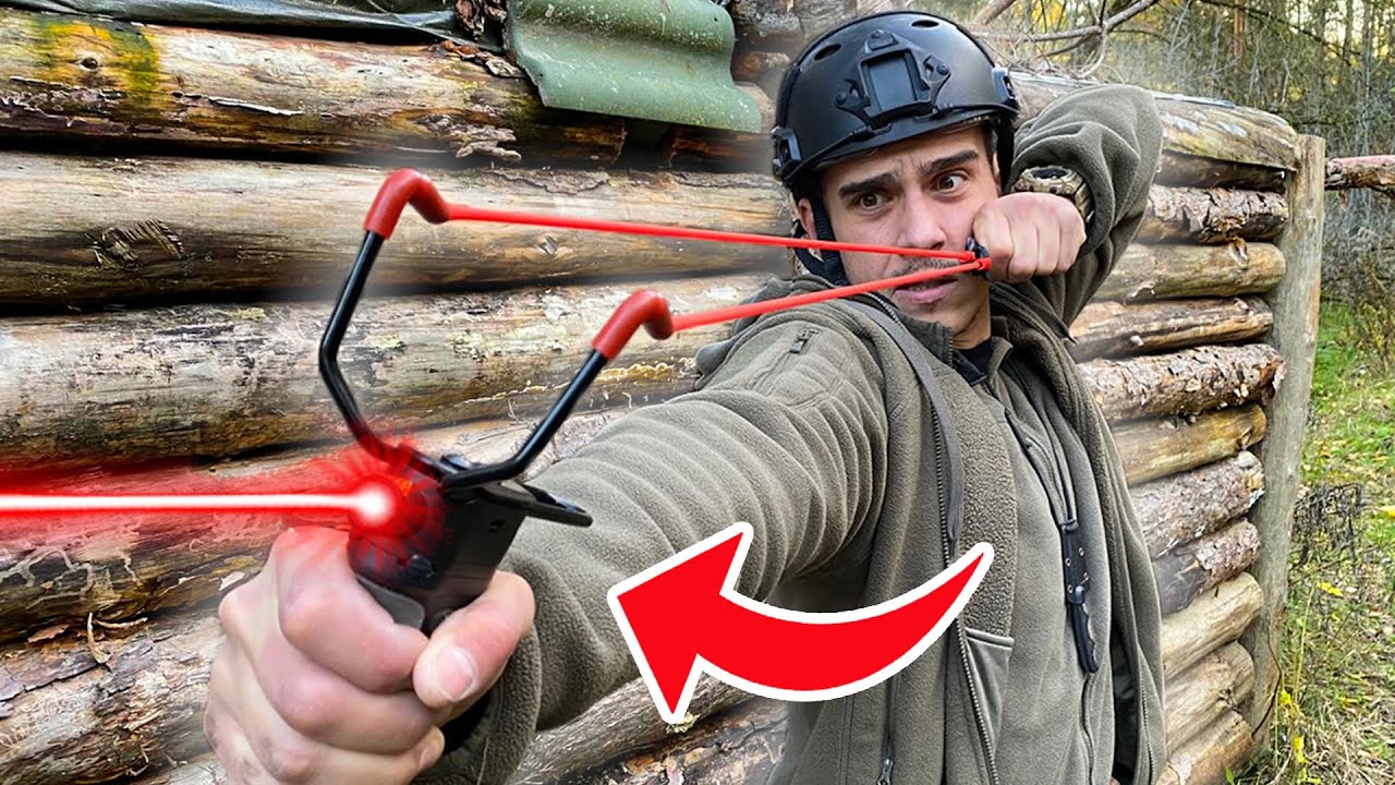 LASER STEINSCHLEUDER im TEST | Laser-Zielvorrichtung | Survival Mattin