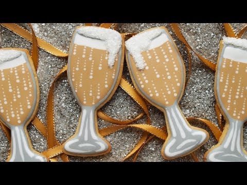 How To Decorate Champagne Glass Cookies For New Year's Eve