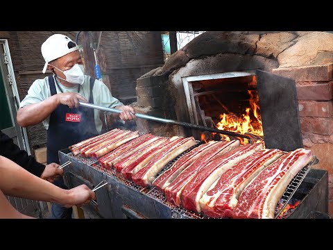 ⁣Oak charcoal barbecue / Korean street food