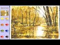 Without Sketch Landscape Watercolor - Sunrise Scene (color mixing process) NAMIL ART