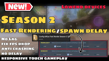 *NEW* FAST RENDERING/FIX SPWN DELAY In Cod Mobile Season 2|| Low End Devices (Garena/Global)