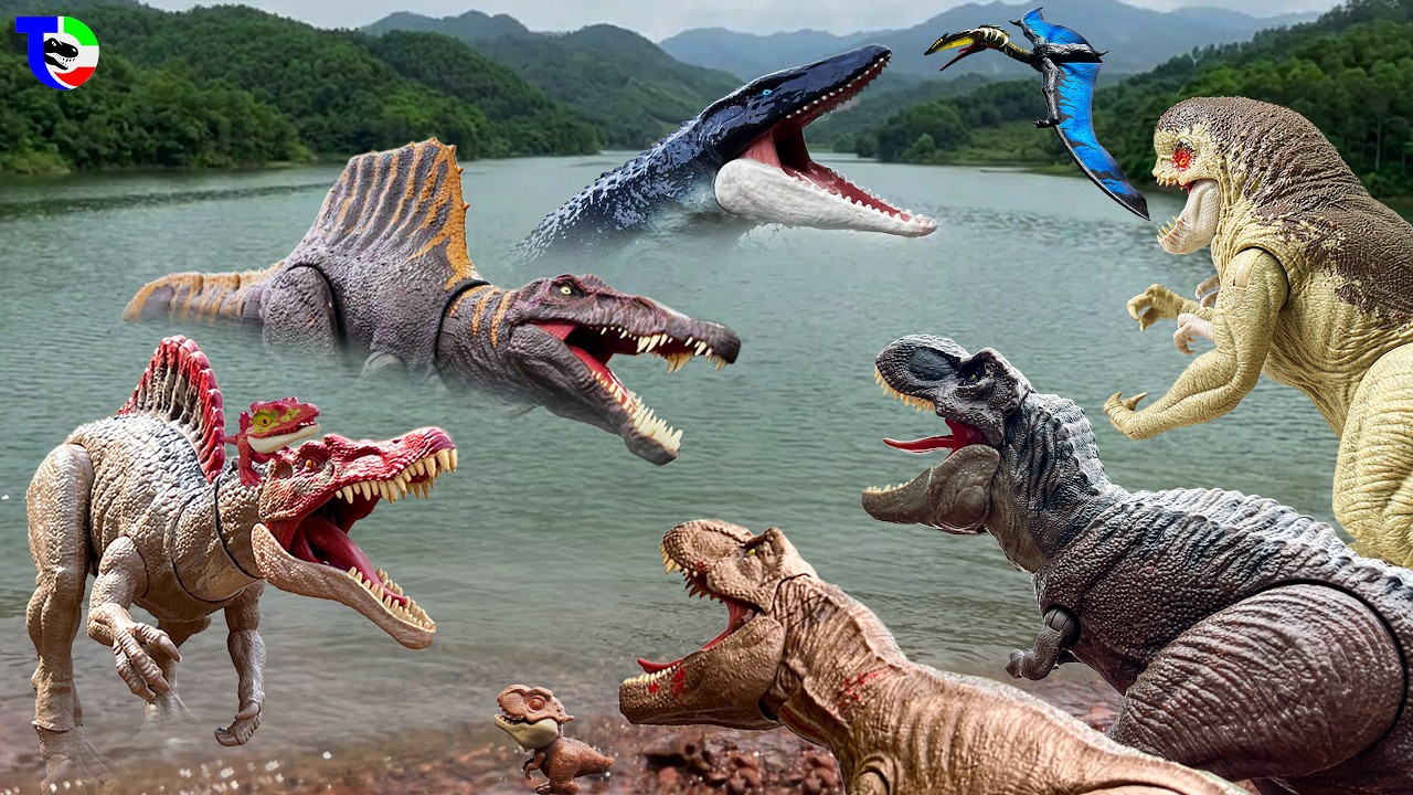 T-REX Vs SPINOSAURUS Vs MOSASAURUS & D-REX🦖 Dinosaur Toy Movie | Jurassic World Rebirth