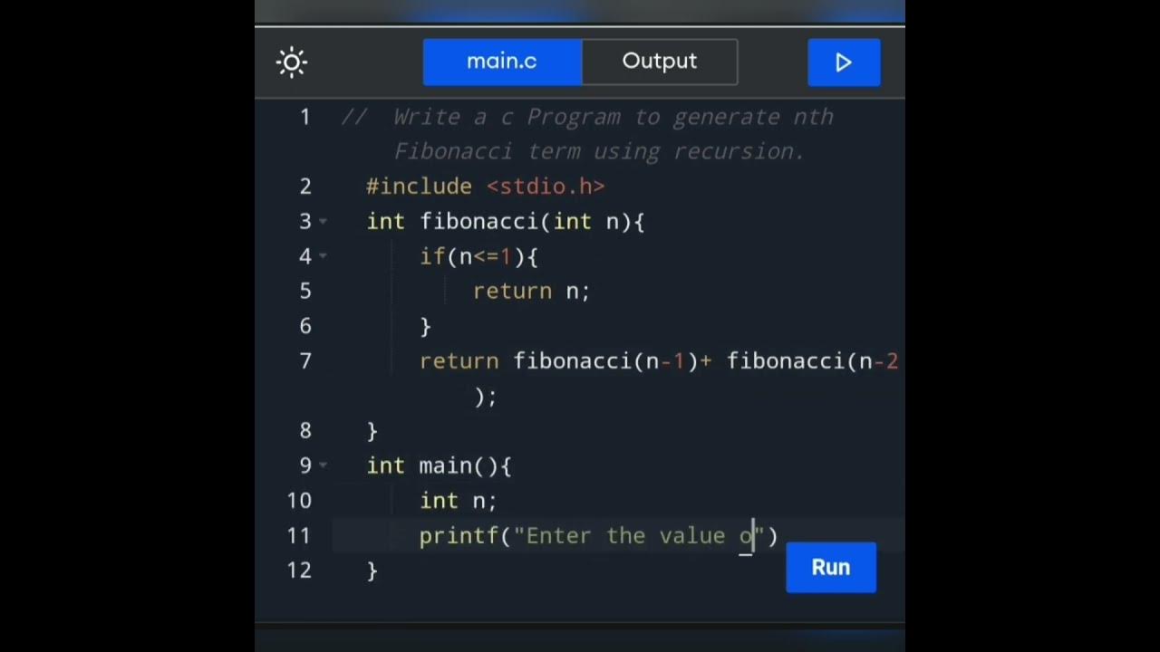 How to write a c program to generate nth fibonacci term using recursion