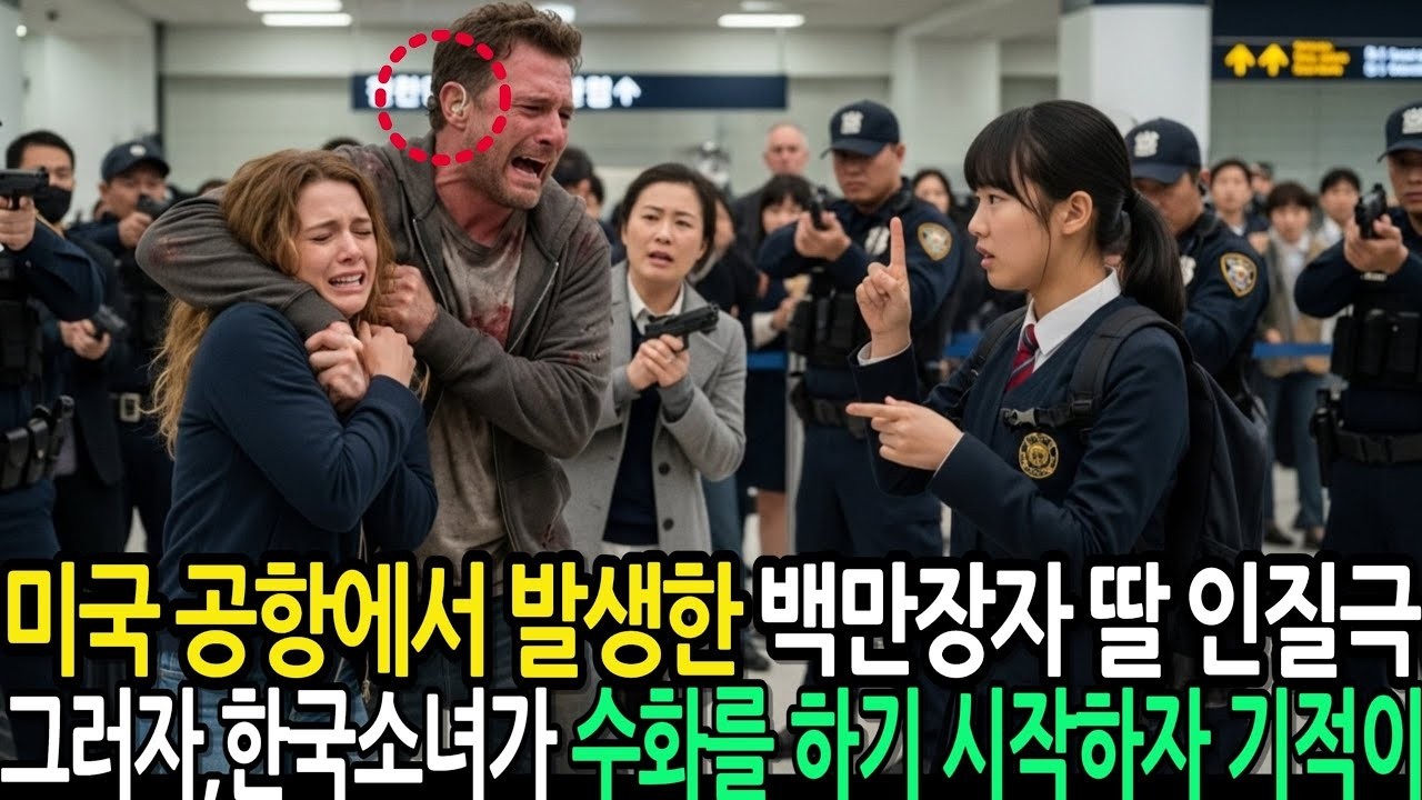 미국 공항에서 발생한 백만장자의 딸 납치 초유의사태“내 딸 살려내!!!”청각장애 납치범의 절규, 그러자, 한국소녀가 수화를 하기 시작하자 공항에선 정적만이 흐르고 3초후 기적이