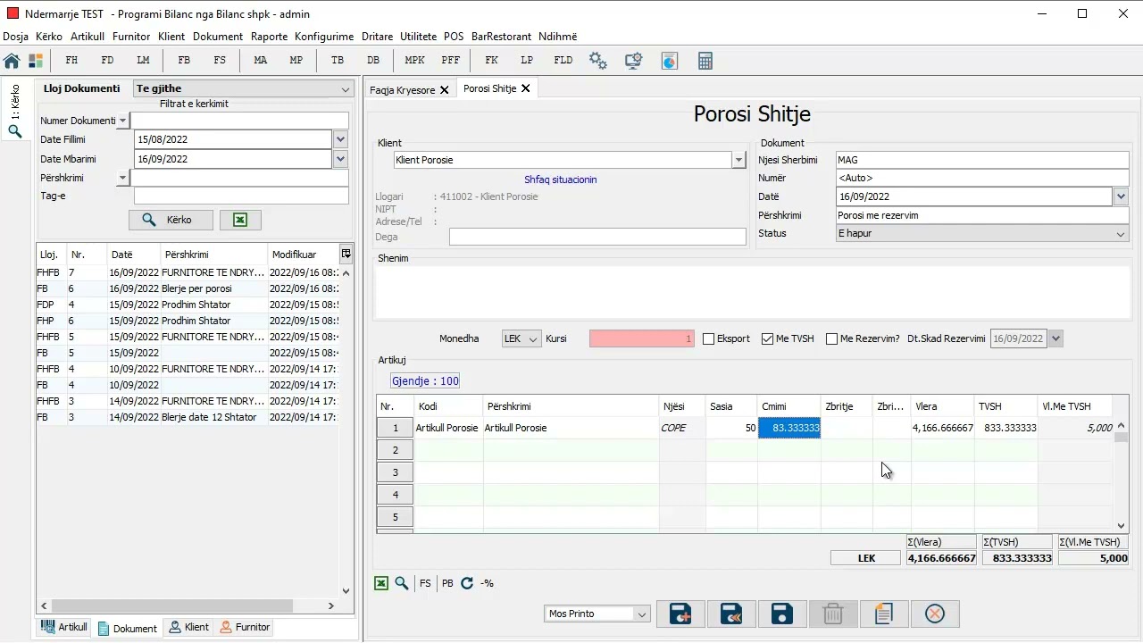 Moduli i Rezervimit ne Programin Bilanc
