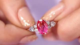 Rose D Engagement Ring For Women Oval Cut Doublet Stone Moissanite Diamonds