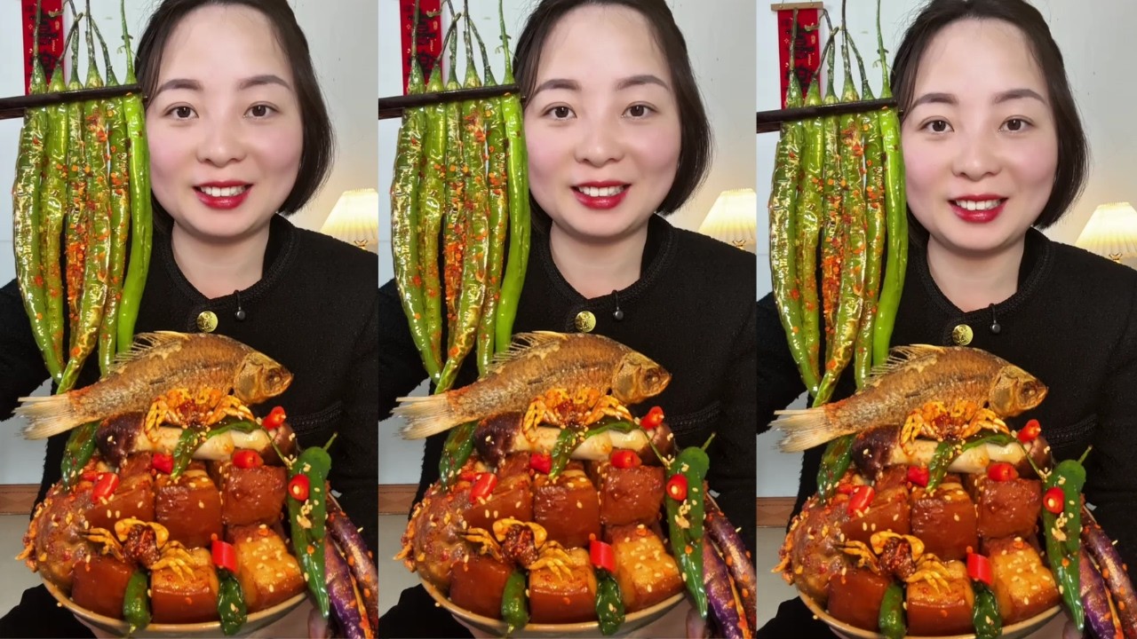 Eating With Jin Sister – Delicious Braised Pork Belly | Rural Food Eating Show