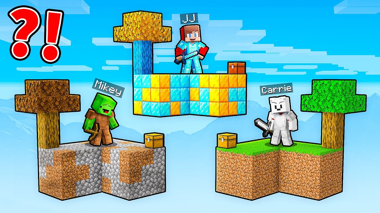 JJ and Mikey: POOR vs RICH SKYBLOCK BATTLE in Minecraft - Maizen